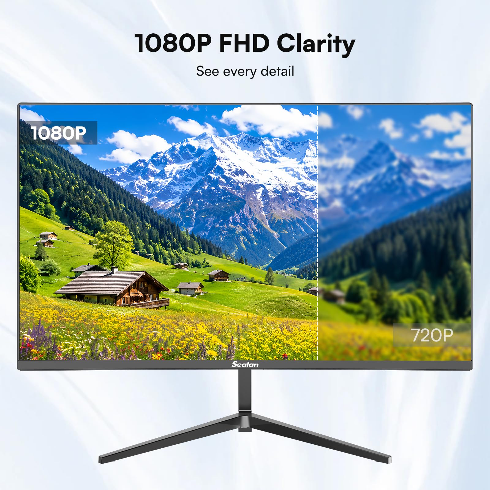 Sealan Monitor 24-calowy z głośnikiem FHD 1920 x 1080p 100 Hz ekran komputera 99% sRGB 3 ms monitory do PC wsparcie DP HDMI VESA monitor gracza synchronizacja wrażenia wizualne dla