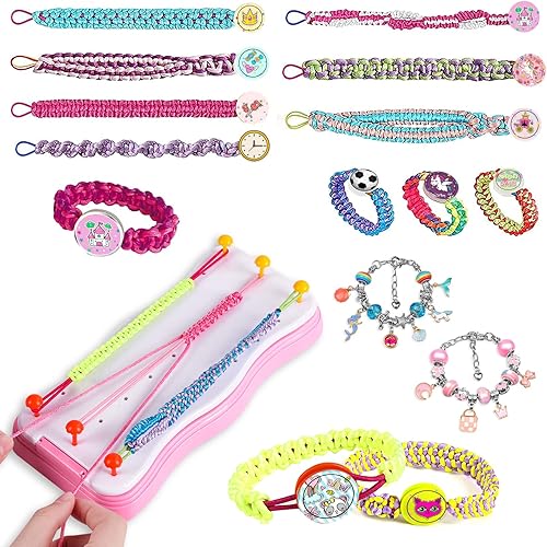LELETAM Kit de fabricación de pulseras de la amistad, juguetes para artes y manualidades, herramienta para hacer cuerdas para niñas de 8, 9, 10, 11,