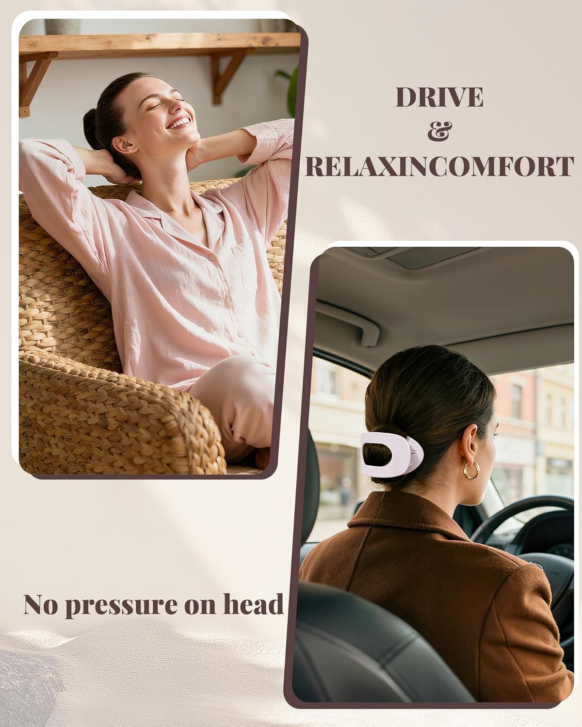 6 PCS Flat Hair Clips for Women - French Medium Flat Claw Clips for Thick Thin Hair, Strong Grip Non Slip Hair Claw Clips for Women Girls - Image 3