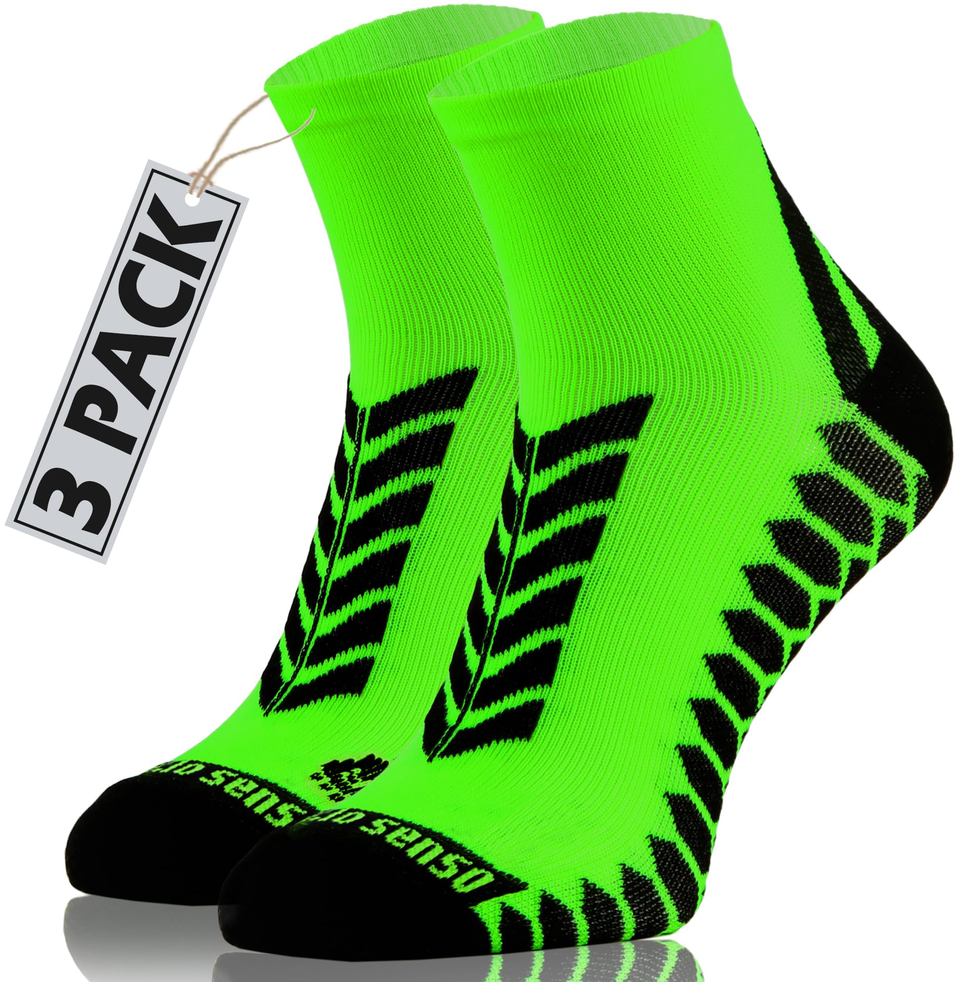 Sesto Senso Colourful Sports Socks Women Men Sneaker Cotton Running 3 Pairs 35-38 Green