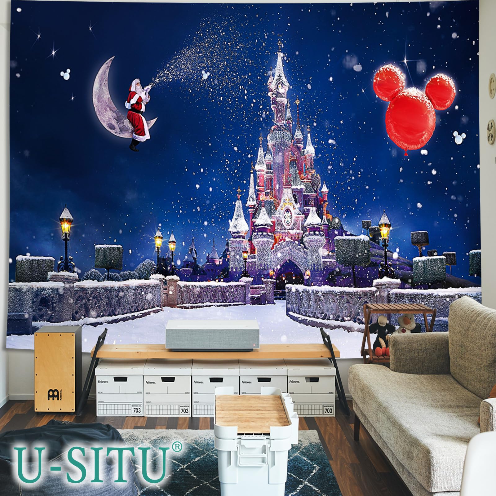 中古】雑貨 B.集合(背景ダークブルー) キャンバスアート