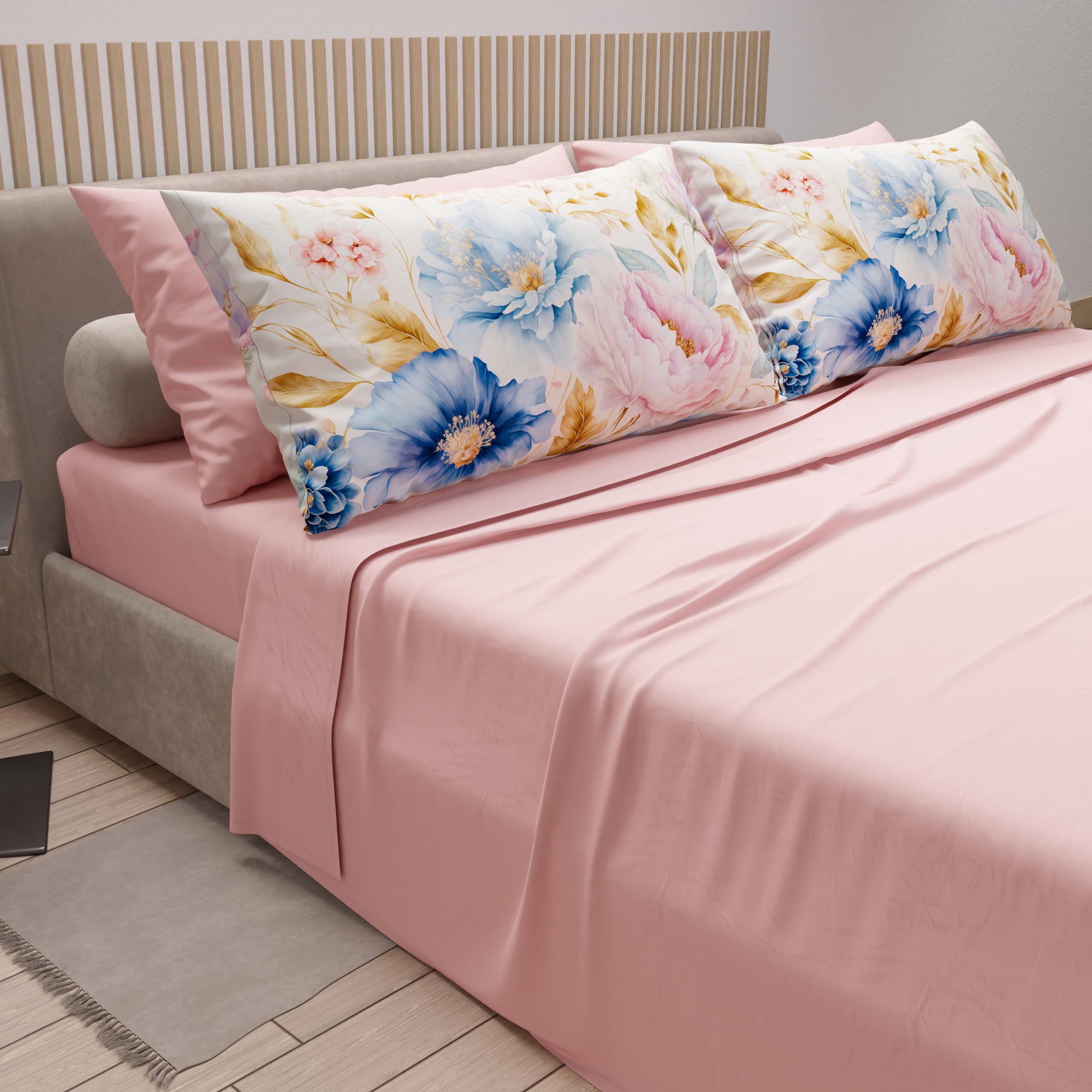 PETTI Artigiani Italiani, Cotton Sheets with Pillowcases in Digital Print, Single Bed Sheet, Single Bed Set, Marseille Powder - Image 2