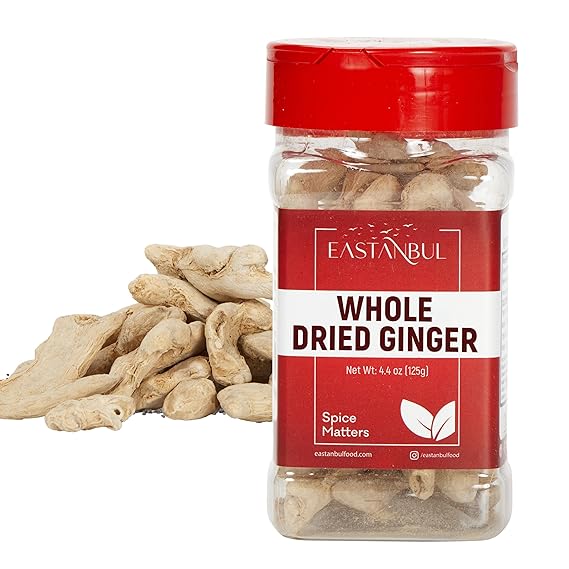 Eastanbul Dried Ginger Root, 4.4oz, Dry Ginger Whole, Perfect for Tea, Lattes, Pies, Dehydrated, Sugar Free, Natural, Vegan, Gluten Free, Non GMO Spice