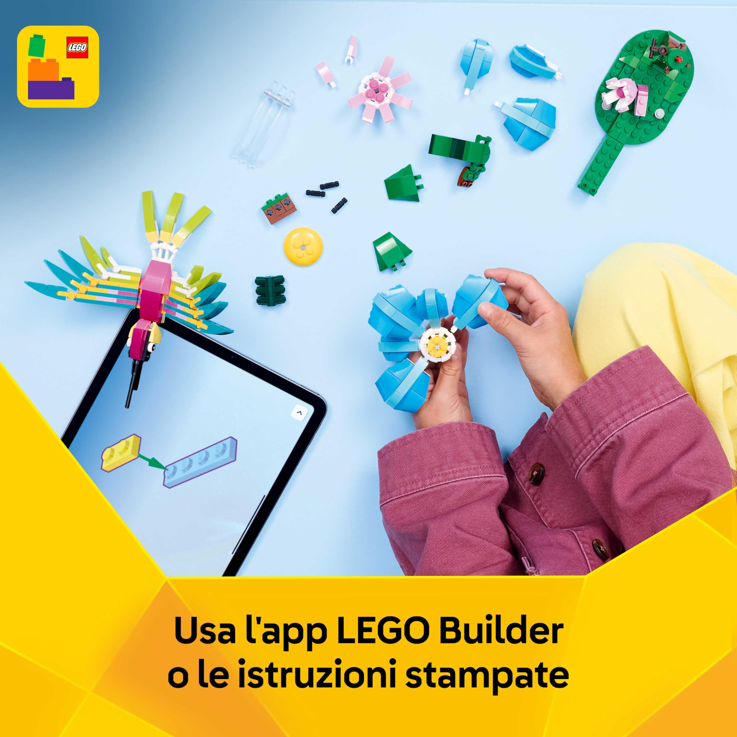 LEGO Creator 3in1 Wild Animals: Colourful Hummingbird - Bird Toy Transforms into a Butterfly or Fish Figure - DIY Room Decor Idea - Creative Gift for 8+ Year Old Girls & Boys - 31384