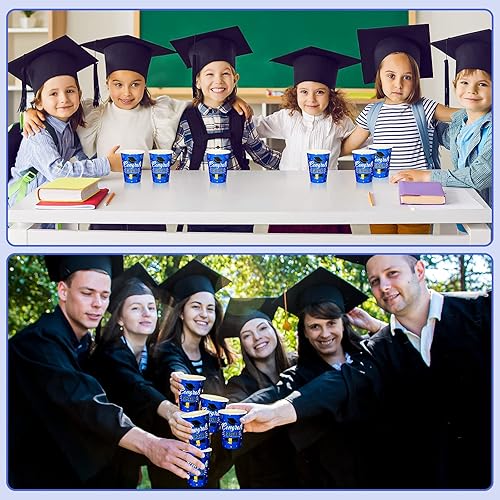 Miniatura 7 de Yinder 80 vasos de papel desechables de graduación de graduación, decoraciones de graduación de 12 onzas, tazas de estadio de graduación de clase
