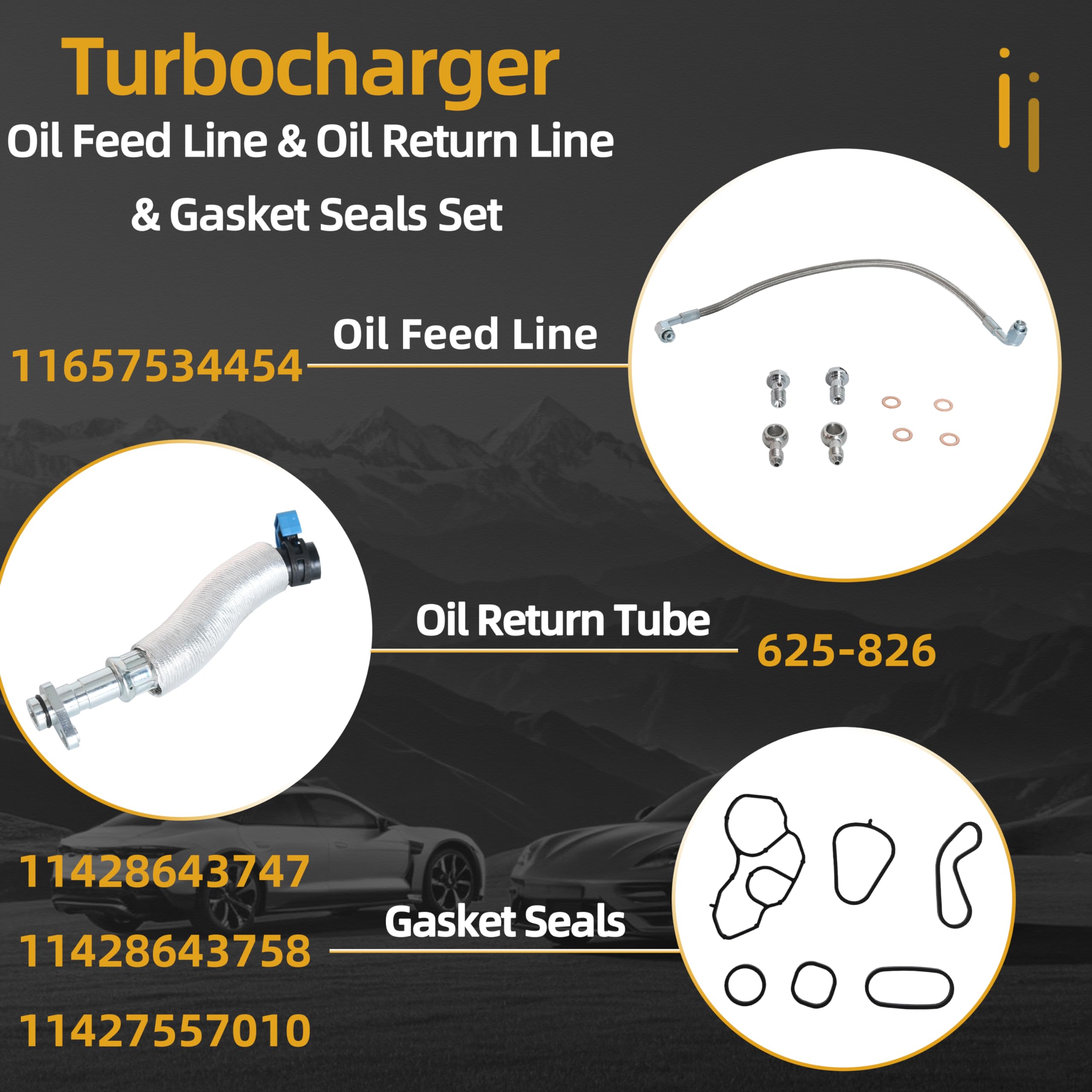 ZAIGANMA Turbo Oil Feed & Return Line Kit With Seals - Fits 2007-2016 Mini Cooper R56, Countryman, Paceman