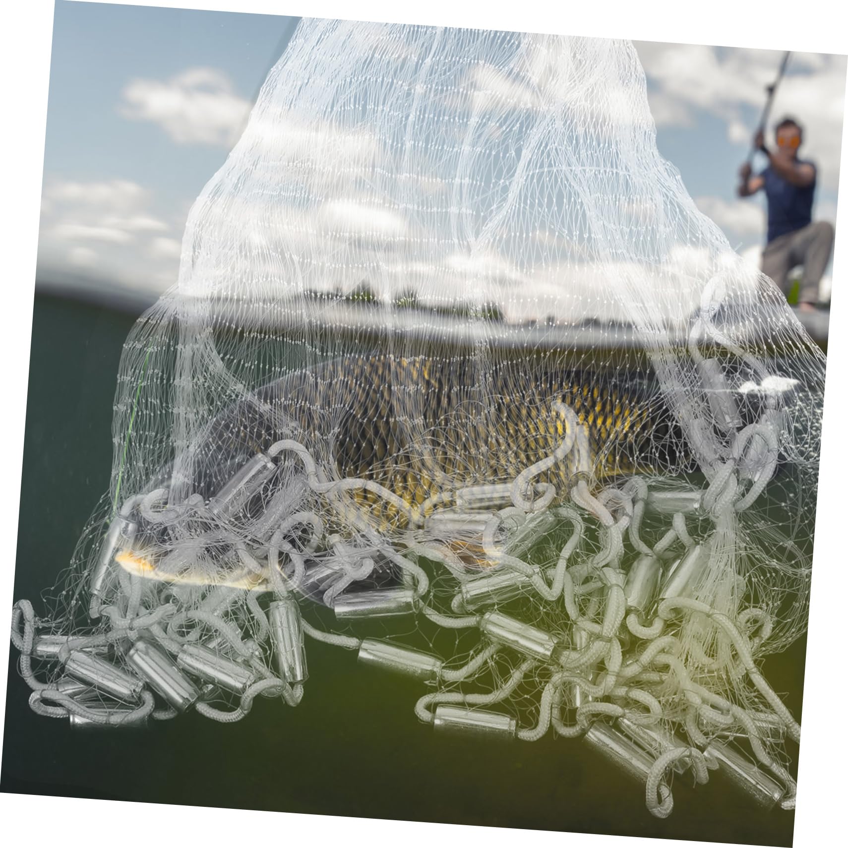 SUPVOX 1.5m Rete Da Lancio Per Pesca in Acqua Salata e Dolci Acque Rete Monofilamento Con Pesi Metallici Retino Da Pesca Mano Con Maglia Fine Portatile