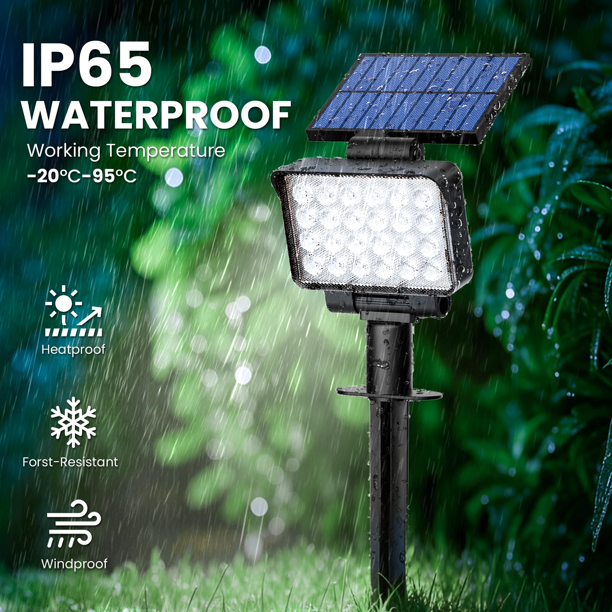 Solpex Solarne oświetlenie punktowe do użytku na zewnątrz, klasa wodoszczelności IP65, 24 diody LED, zasilane energią słoneczną reflektory do ścieżek, ogrodów, ogrodzeń (białe, 6 sztuki)