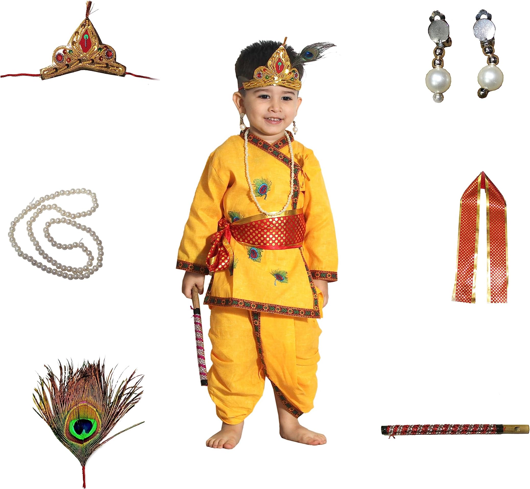 Kaku Fancy Dresses Krishna Pankh Costume In Cotton Fabric,Krishnaleela/Janmashtami/Kanha/Mythological Character Costume