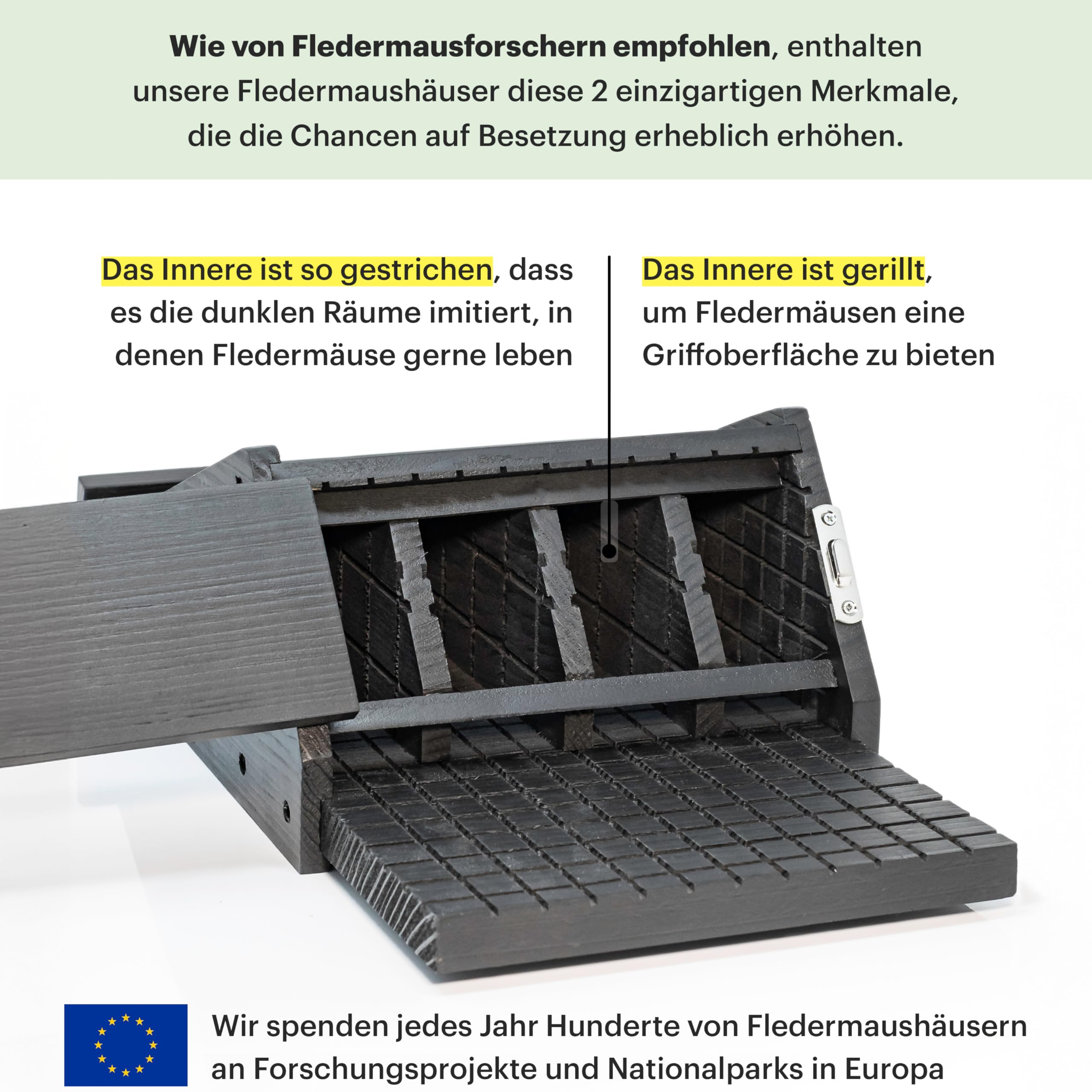 WHITEHORSE Cedar Fledermaushaus 4-Kammer Fledermauskasten Langlebig Schwarz