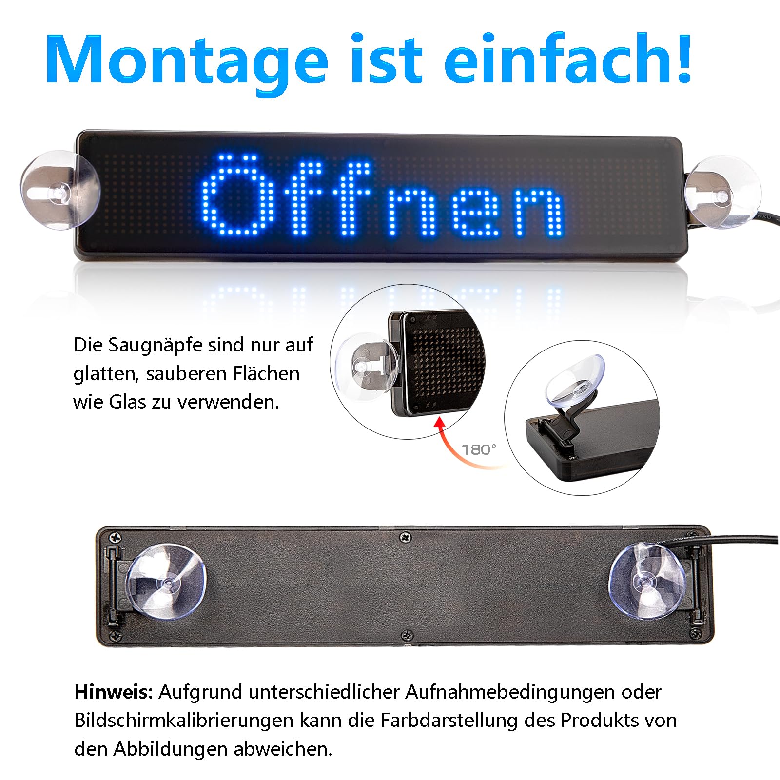 Leadleds Scrolling Scheda LED USB 5 V, controllo tramite app Bluetooth, display RGB programmabile, lavagna messaggistica per finestrini auto, taxi, vetrina (23 cm x 5 cm)
