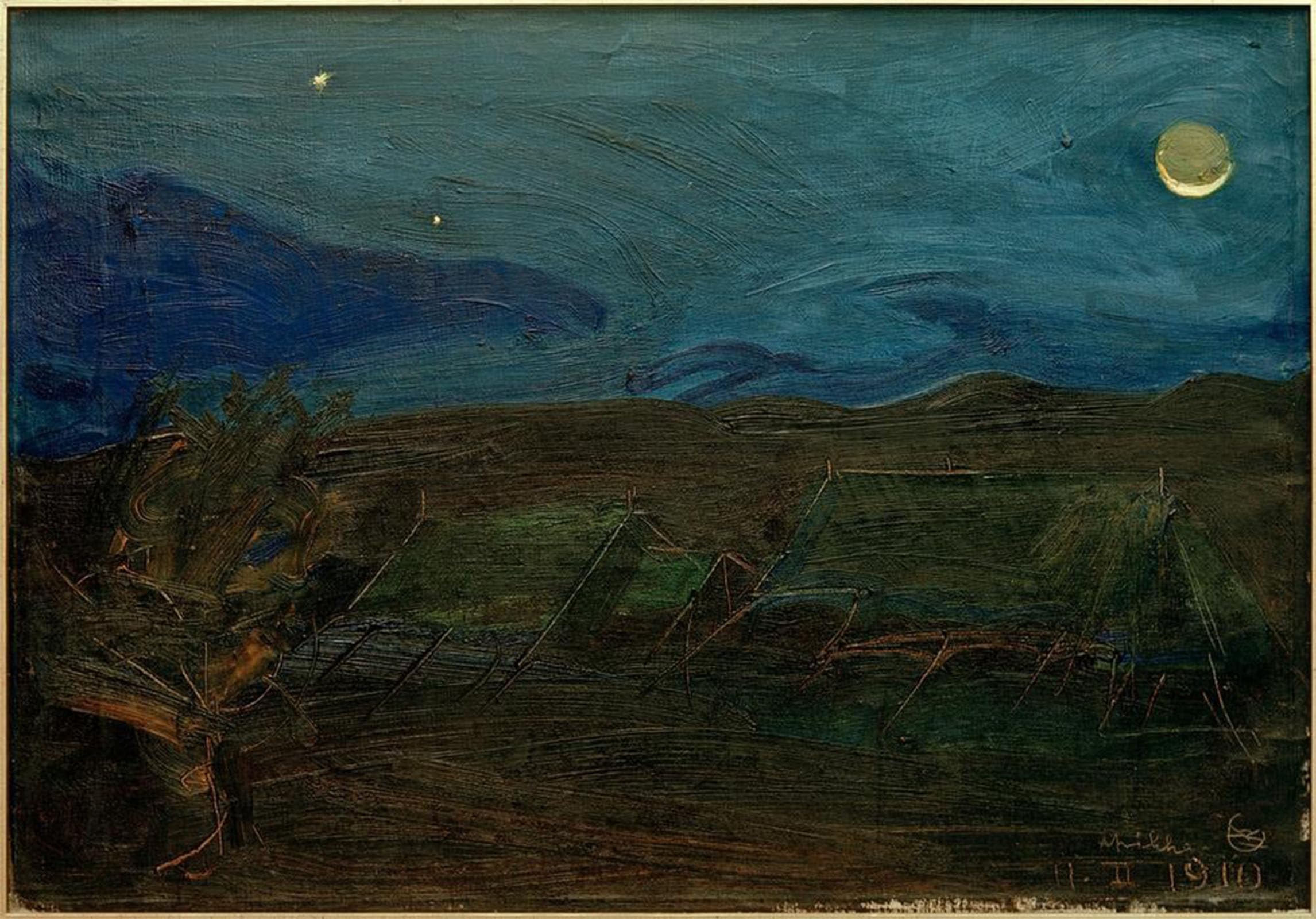 POSTERIIk Vintage Art Print Images Pictures Print Tents in the Moonlight by Akseli Valdemar Gallen Kallela Modern Colour Posters for Office Home Decor 60x90cm