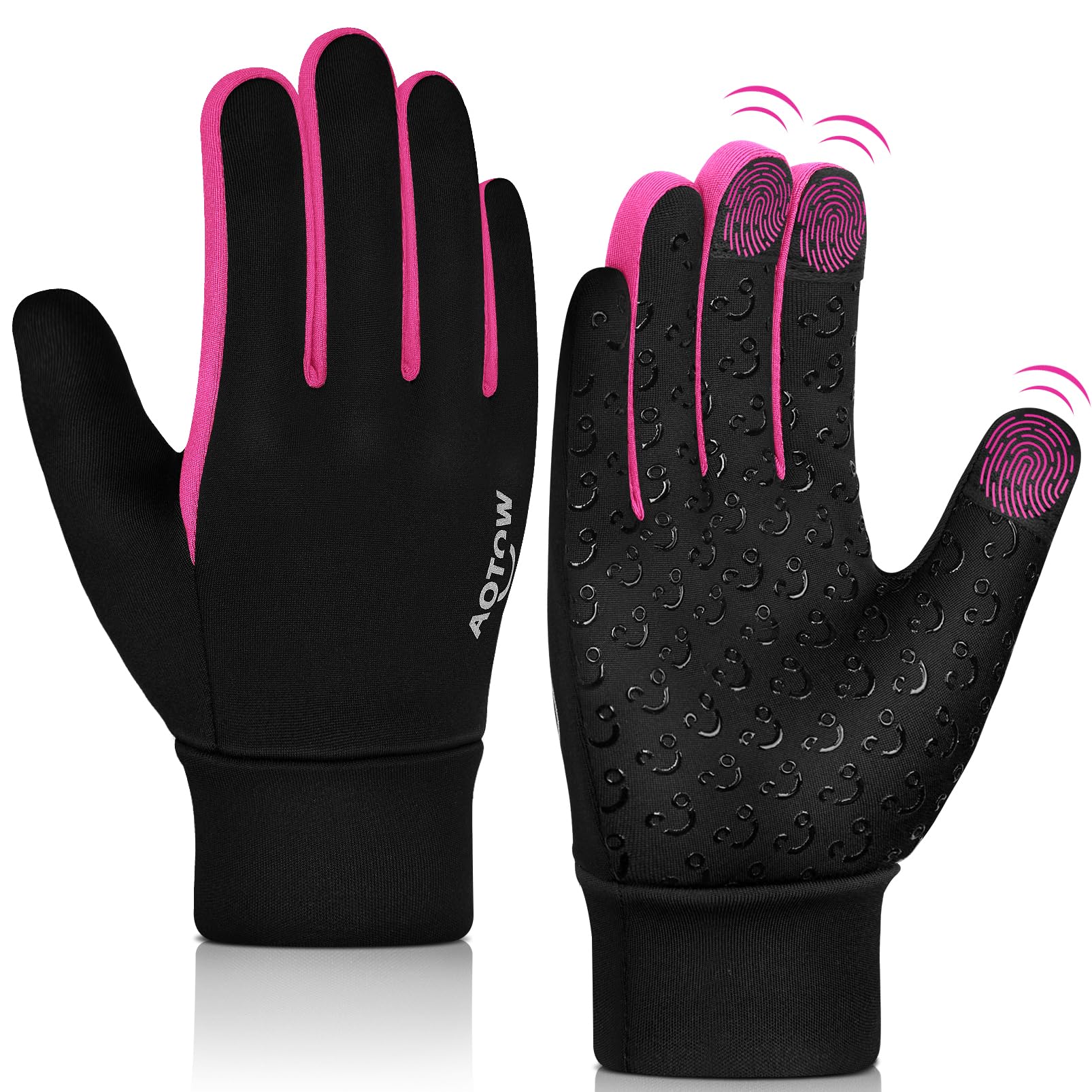 Kids Winter Warm Sports Gloves - Cold Weather Water-Resistant Children Mittens Age 4 12 Years Boys Girls Black