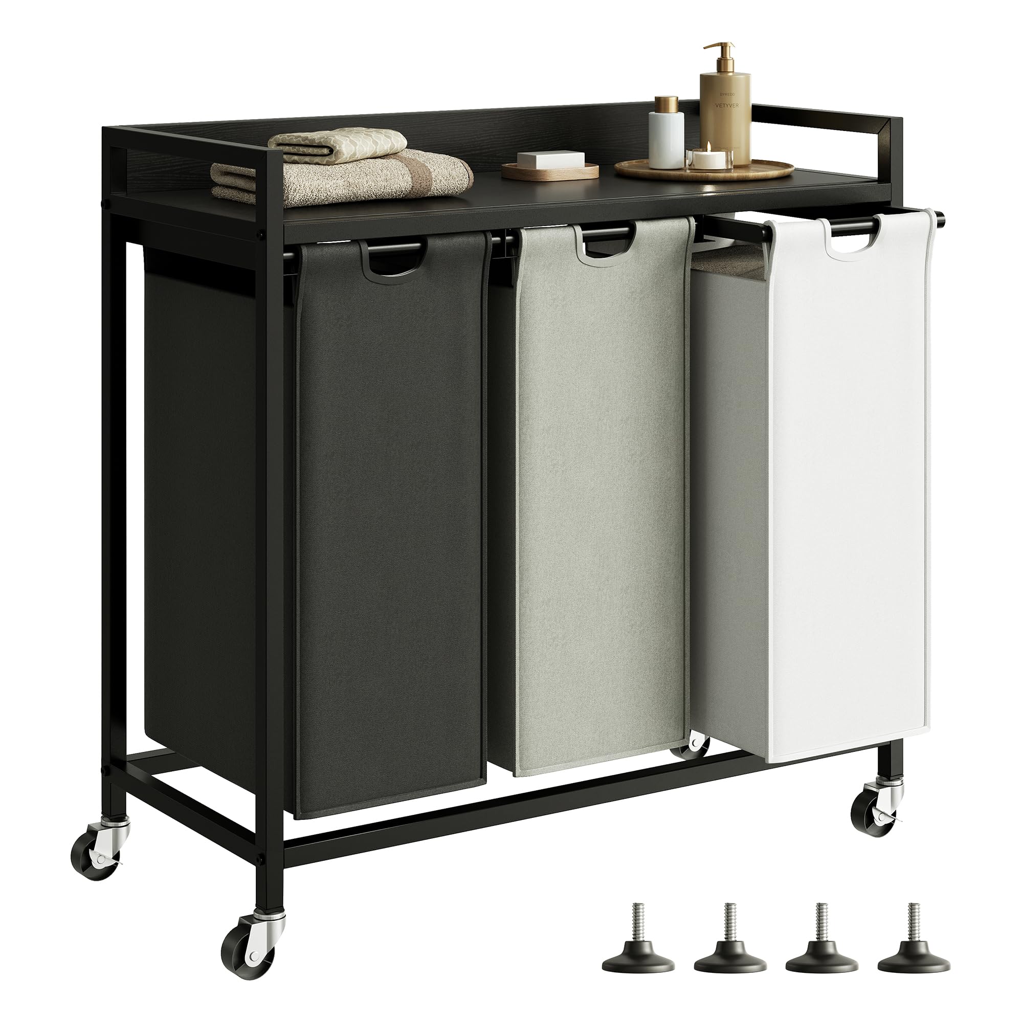 Photo 1 of [Missing Key Components] Herture Laundry Hampers with Shelf, Laundry Basket 3 Section, 3 x 15.87 Gal