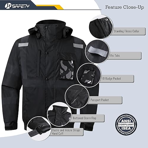 Miniatura 10 de JKSafety Chaqueta bomber de seguridad de invierno de alta visibilidad para hombres y mujeres  Chaqueta de seguridad de invierno duradera e