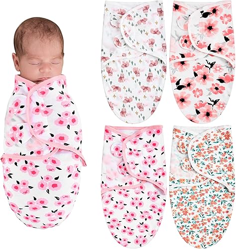 Miniatura 21 de Newwiee 4 unidades de manta de algodón ajustable para bebés prematuros para recién nacidos (estilo clásico, apto para prematuros)