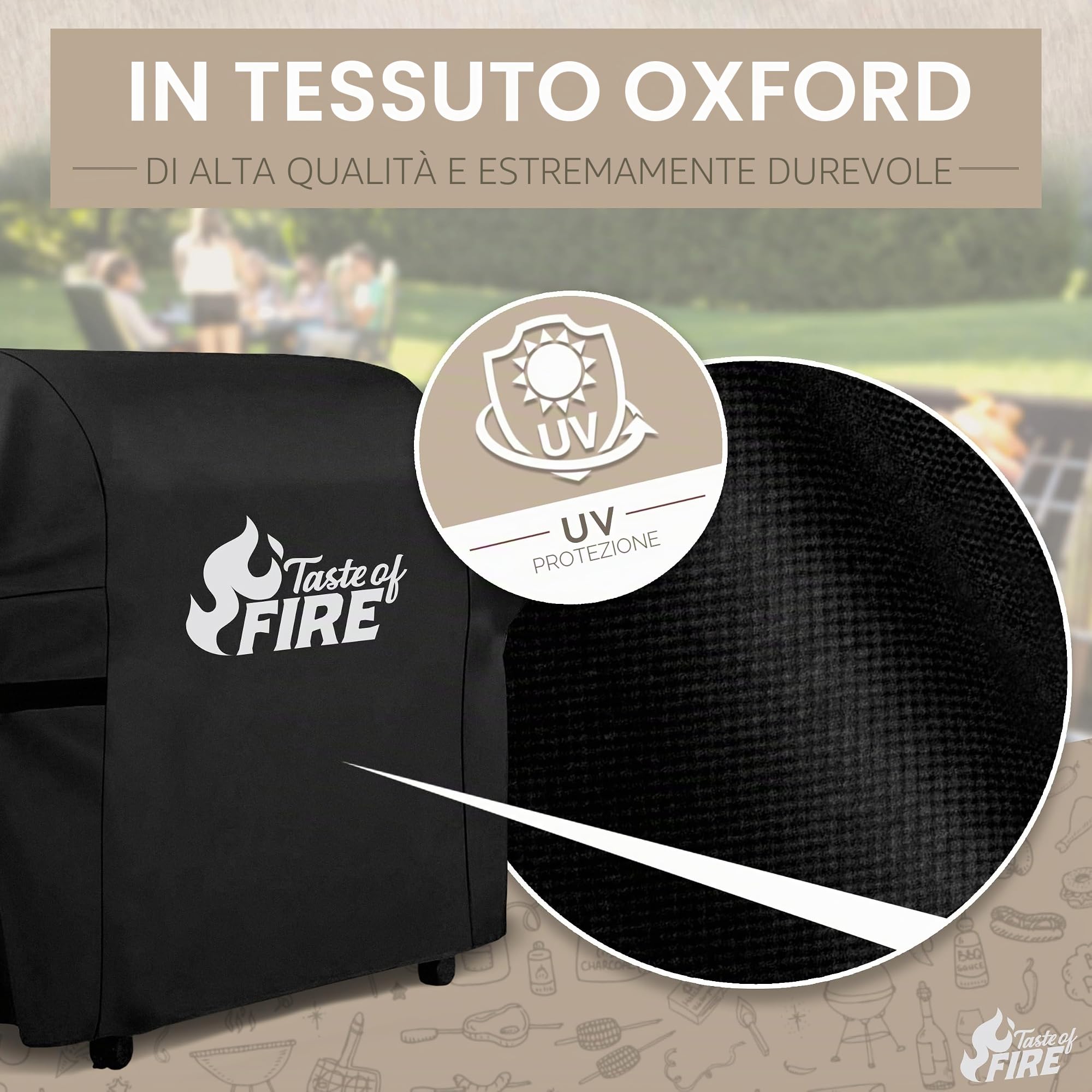 BBQ - Copertura per barbecue [122 x 61 x 147 cm] – innovativa – resistente alle intemperie, Copertura impermeabile [100%]