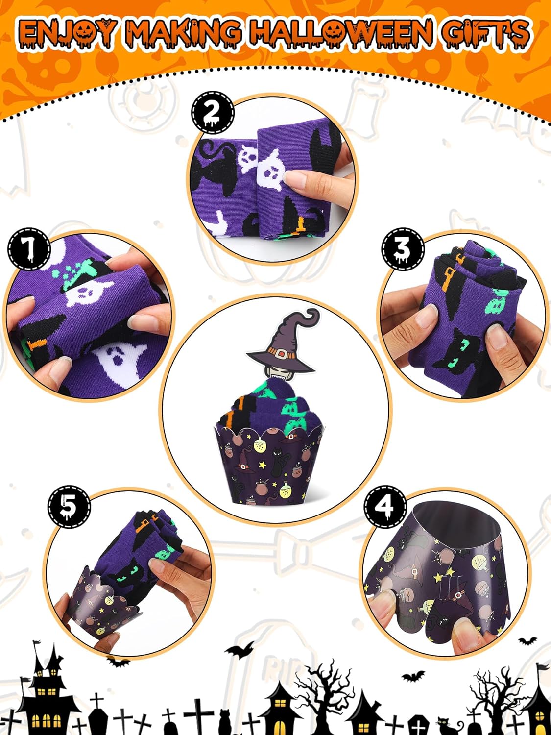 24 Pairs Cupcake Crew Socks Gifts for Book Lovers Social Worker Nurse Teacher Women Men Unisex - Image 4