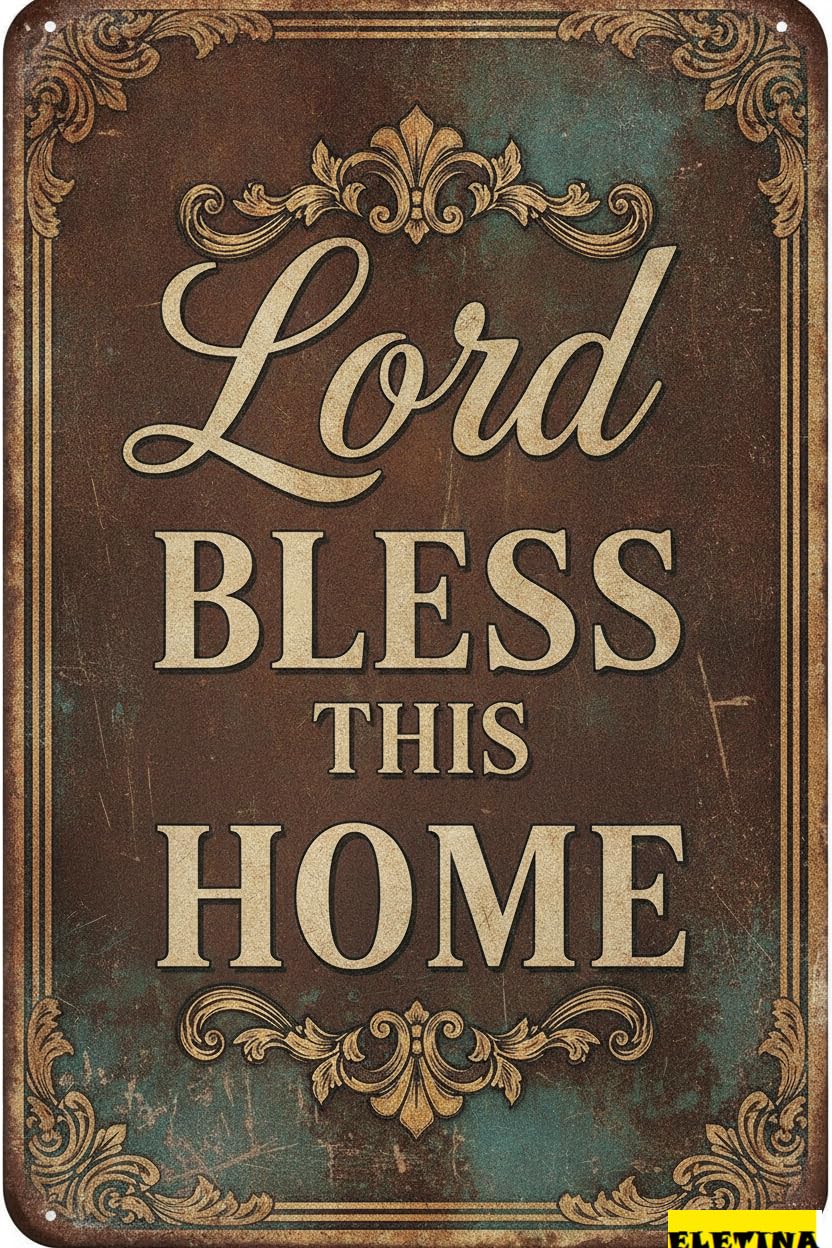 Lord Bless This Home Easter Bible Themed Vintage Metal Wall Decor Jesus Birth Religious Living Room 8x12in