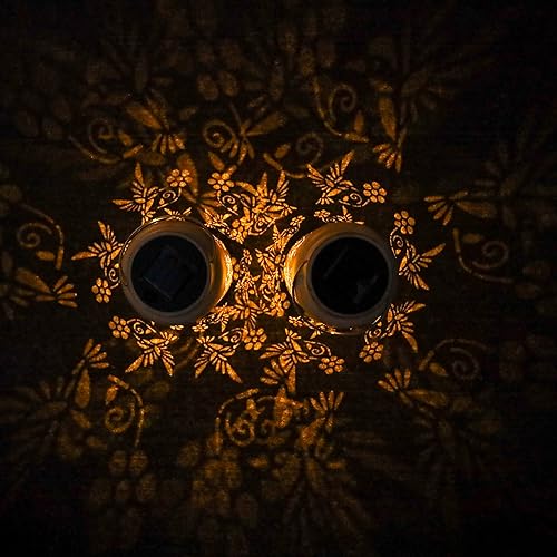 Miniatura 5 de Bliss Outdoors BSL-309-G - Paquete de 2 faroles solares LED decorativos para colgar y mesa, diseño único de colibrí y acabado antiguo pintado a