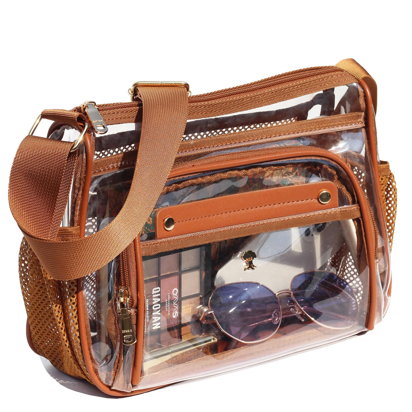 ESVAN Clear Crossbody Bag,Large Shoulder Bag For Stadium Events,Stadium Approved Clear Purses for Women with Adjustable Strap