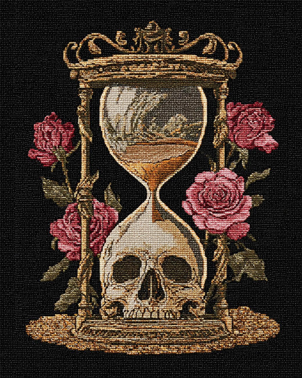 AMBATTERY Tapestry Kit Skulls and Flowers Latch Hook Rug Set Crochet Rugs Kit Cross Stitch Set DIY Crafts，Gifts，Doormat，Decoration Carpet Making Canvas 31x63in