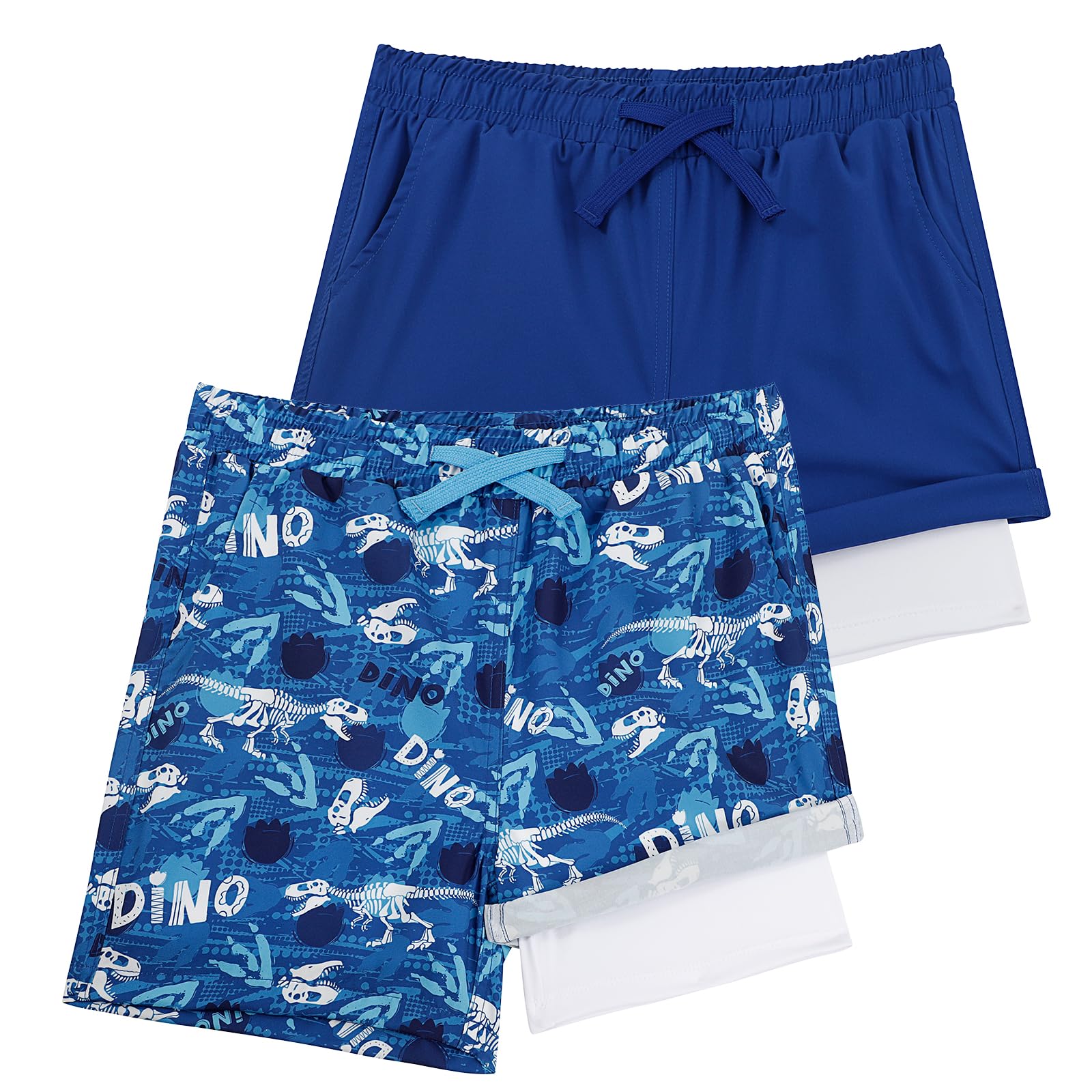 Maillot de bain garçons 2 en 1 LACOFIA avec boxer de compression intégré - 7
