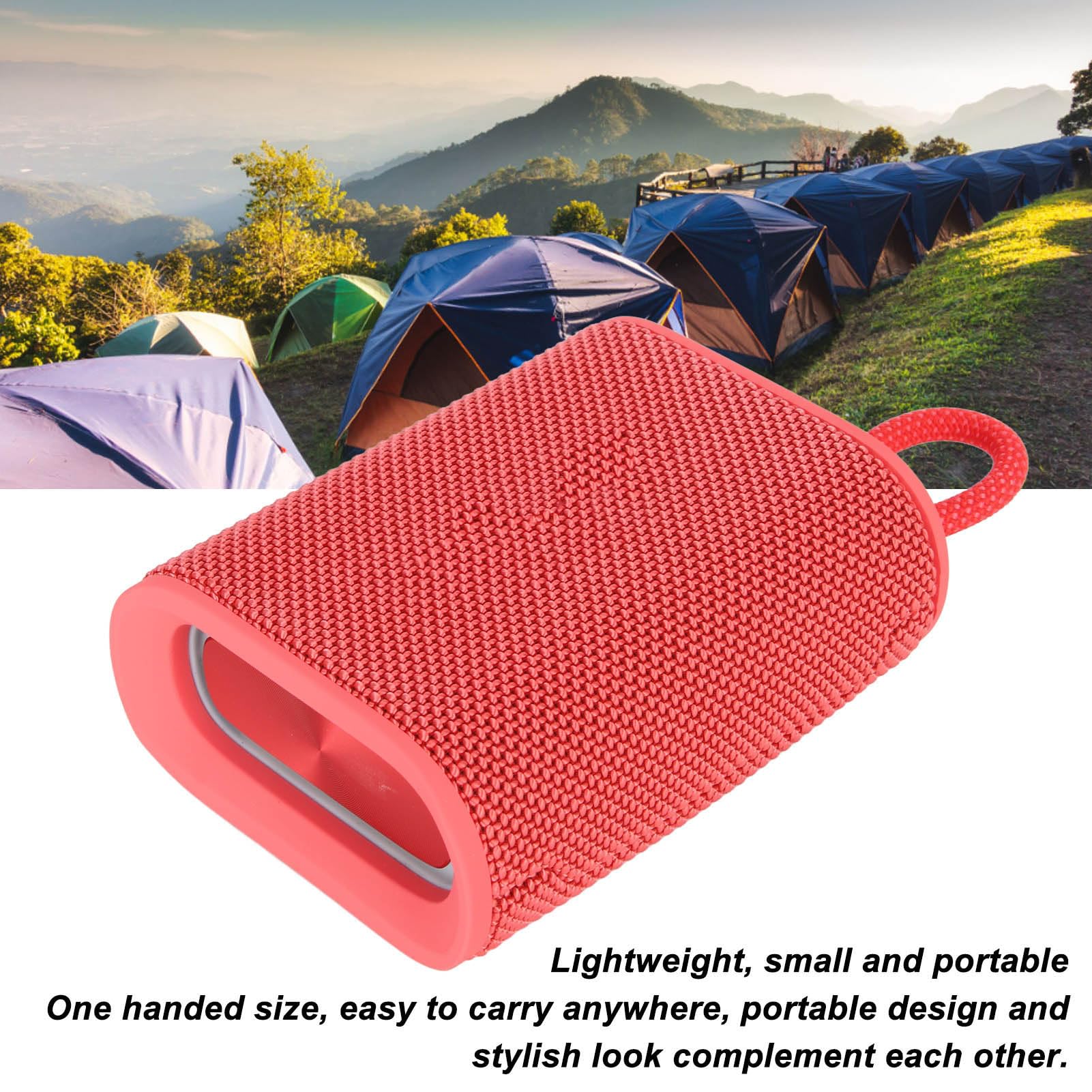 AMONIDA Mini Altavoz Bluetooth 5.3 IPX7 Resistente Al Agua con Sonido Estéreo de 360° para Playa y Actividades Al Aire Libre (Rojo)