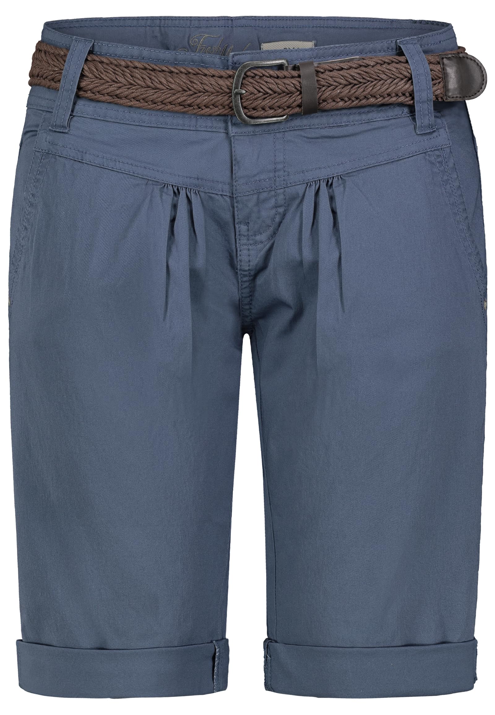FRESH MADE Damen Bermuda-Shorts im Chino Style mit Gürtel Baumwoll Stretch Twill