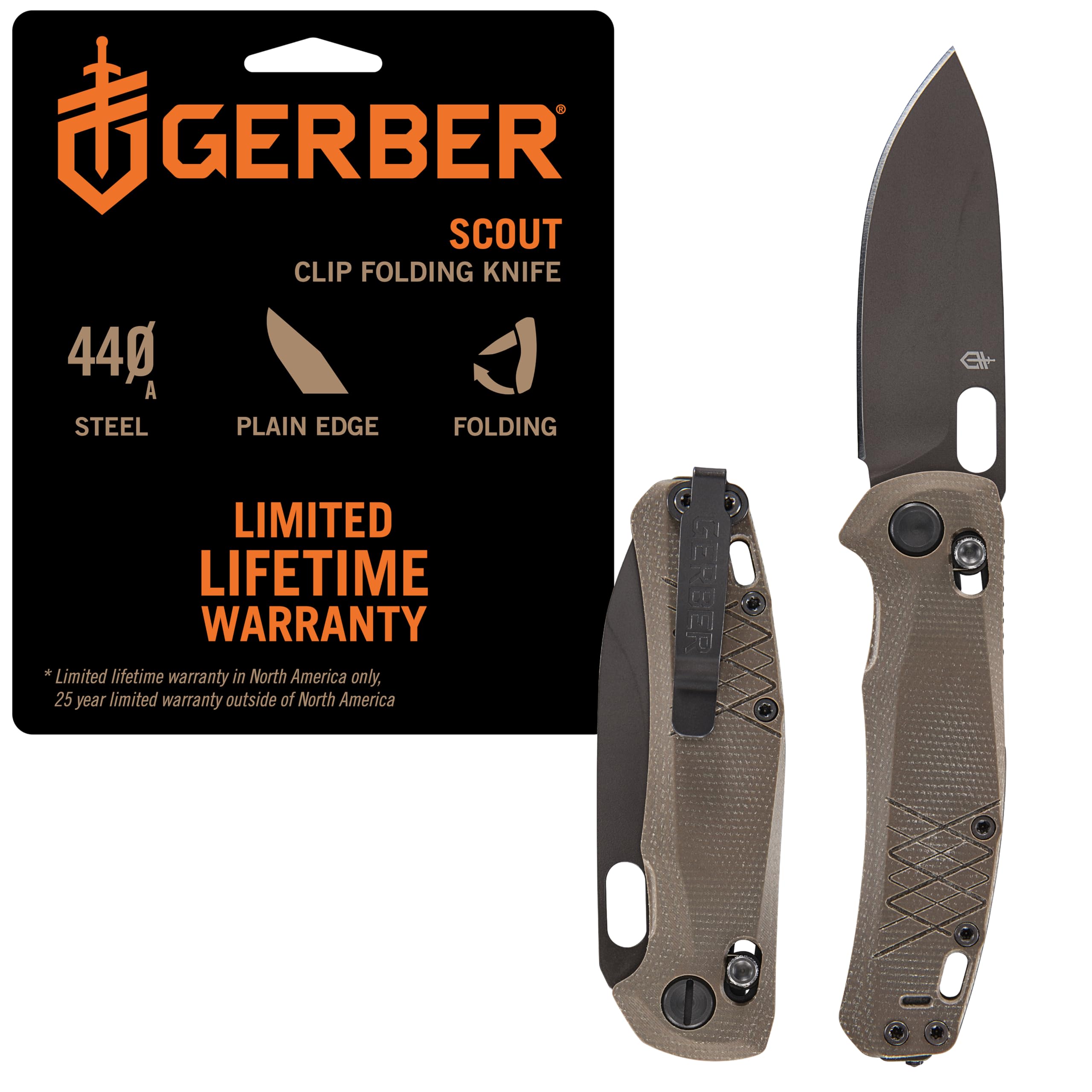 Gear Scout Pocket Knife - 3.2" Plain Edge Blade Folding Knife - EDC Gear and Equipment - Micarta