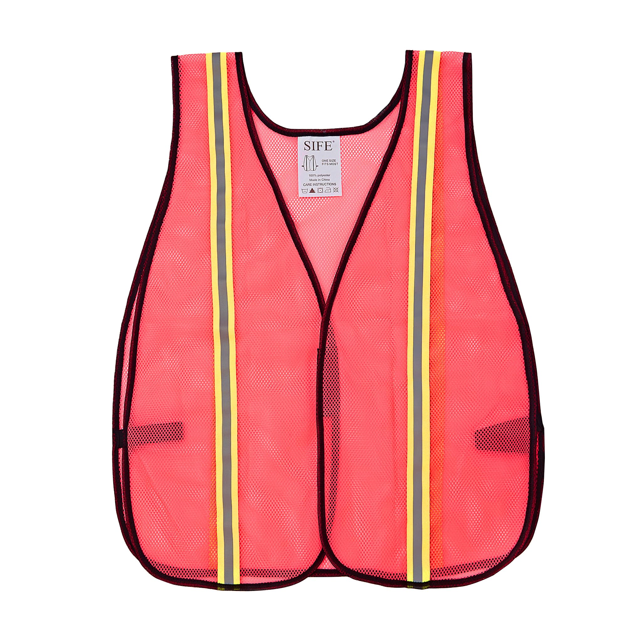 SIFE 10 Pack High Visibility Reflective Safety Vest,Made from Breathable and Neon Pink Mesh Fabric,light weight for Man and Woman(Pink,10 pack)
