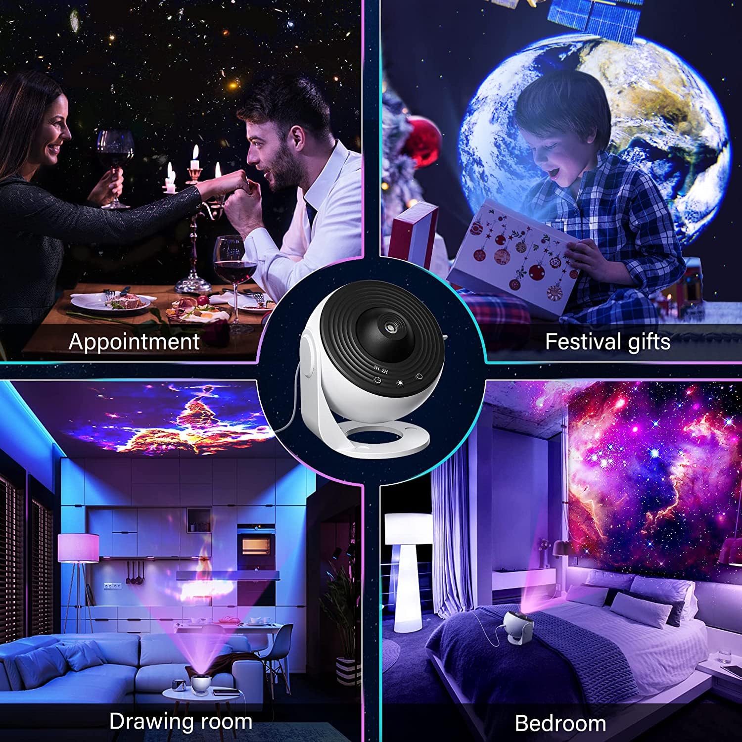 SPACE DOG Projektor galaktyk i domowe planetarium dla dzieci, 12 płyt w jakości HD, komentarz audio do obiektów niebieskich, projekcja galaktyk, gwiazd, planet i mgławic kosmicznych