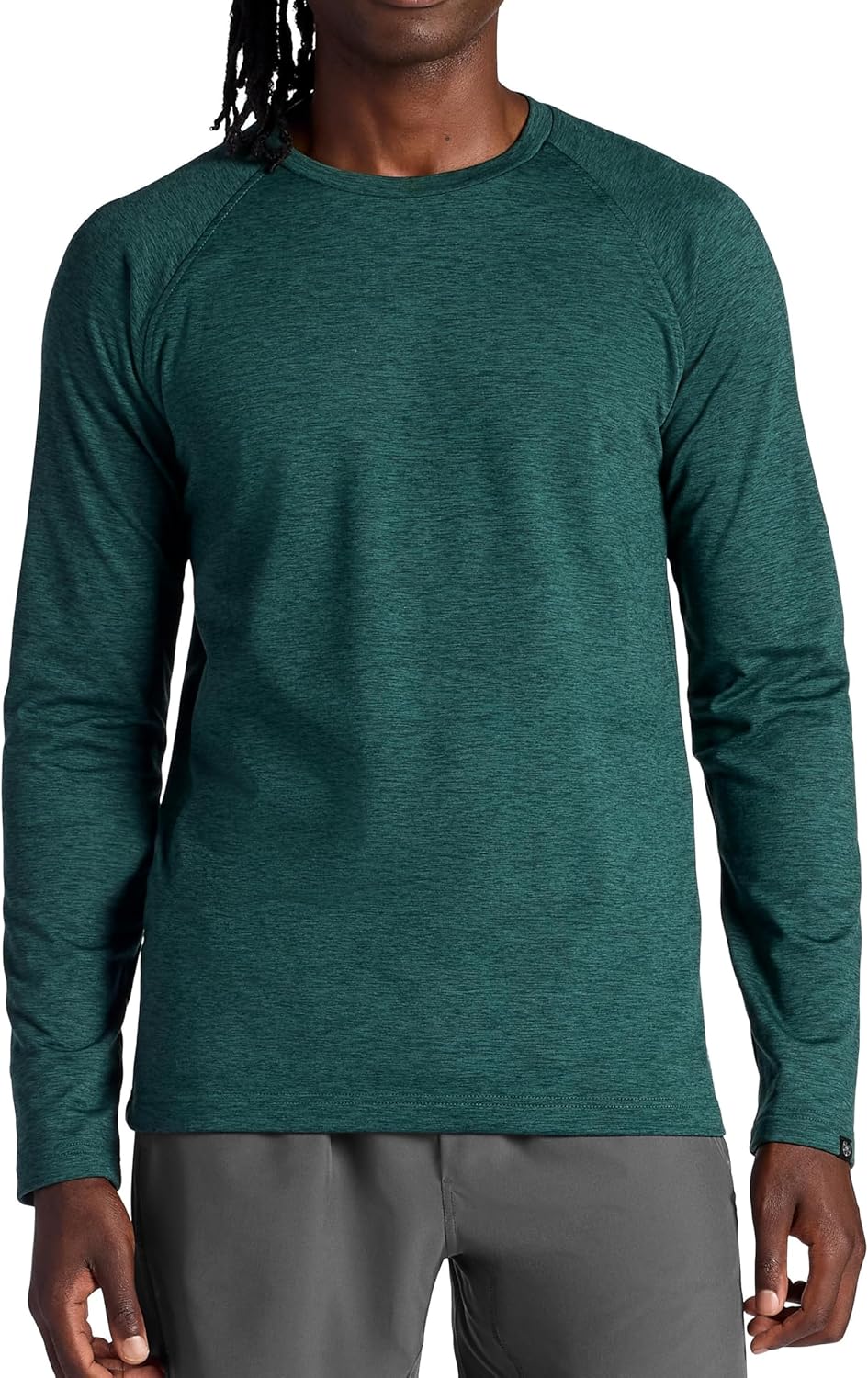 Gaiam Mens Power Long Sleeve Crewneck Top, Standard Fit, Stretch Heavyweight Fleece Material