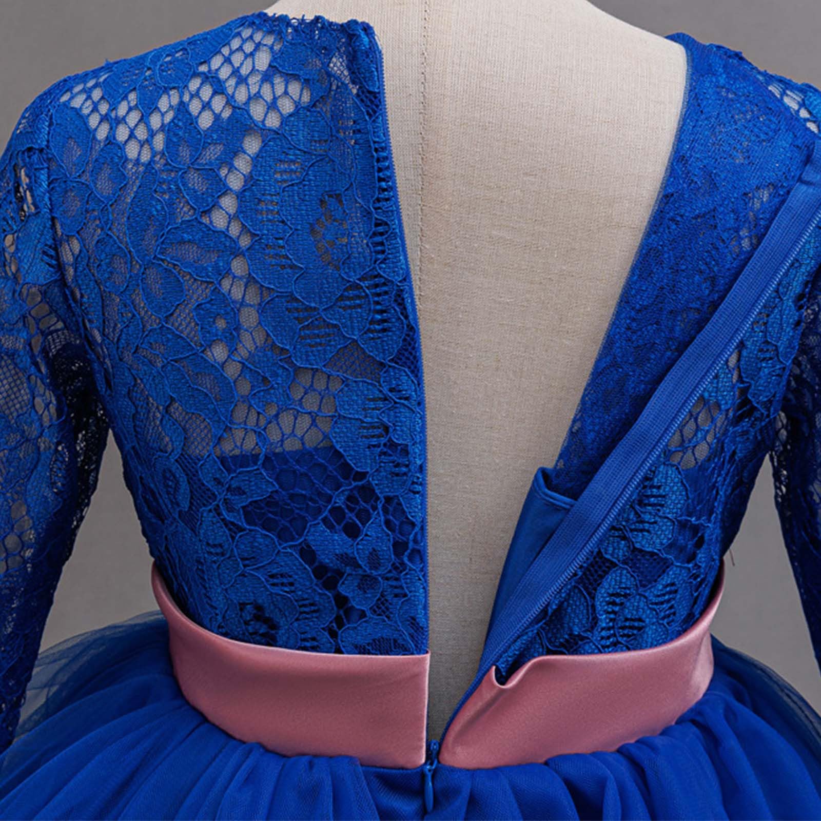 Generisch Festliches Kleid MäDchen - Elegantes Partykleid für Kleinkinder Leichtes mehrlagiges Mesh-Kleid mit vollständig gefüttertem Oberteil weicher Satinschärpe