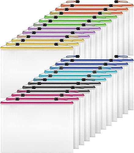 Miniatura 1 de ZYBERIX - 24 bolsas duraderas para organizador de documentos para suministros de oficina, bolsas de plástico impermeables con cremallera para