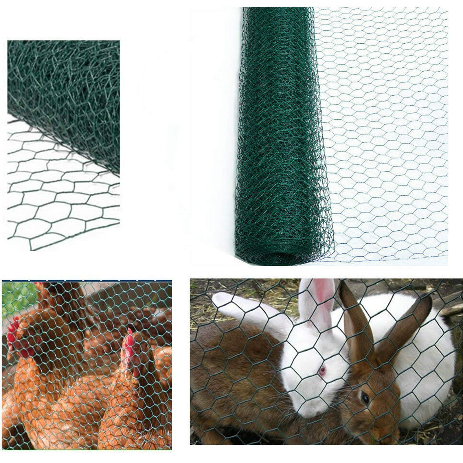Buy Chicken Wire 50m, Green PVC Coated Wire Mesh Fencing, Hexagonal Wire Netting Roll, Aviary
