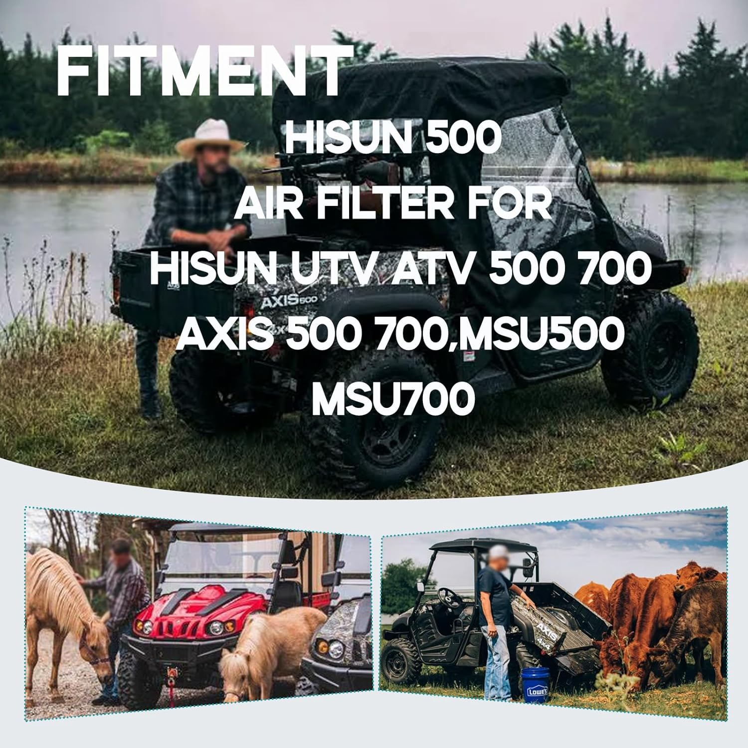 QYMOTO Axis 500 Air Filter High-Performance Compatible with Hisun 500 700 UTV,Axis 500 700,Co-leman UT500,Msu500 700,Challenger 500 Accessories