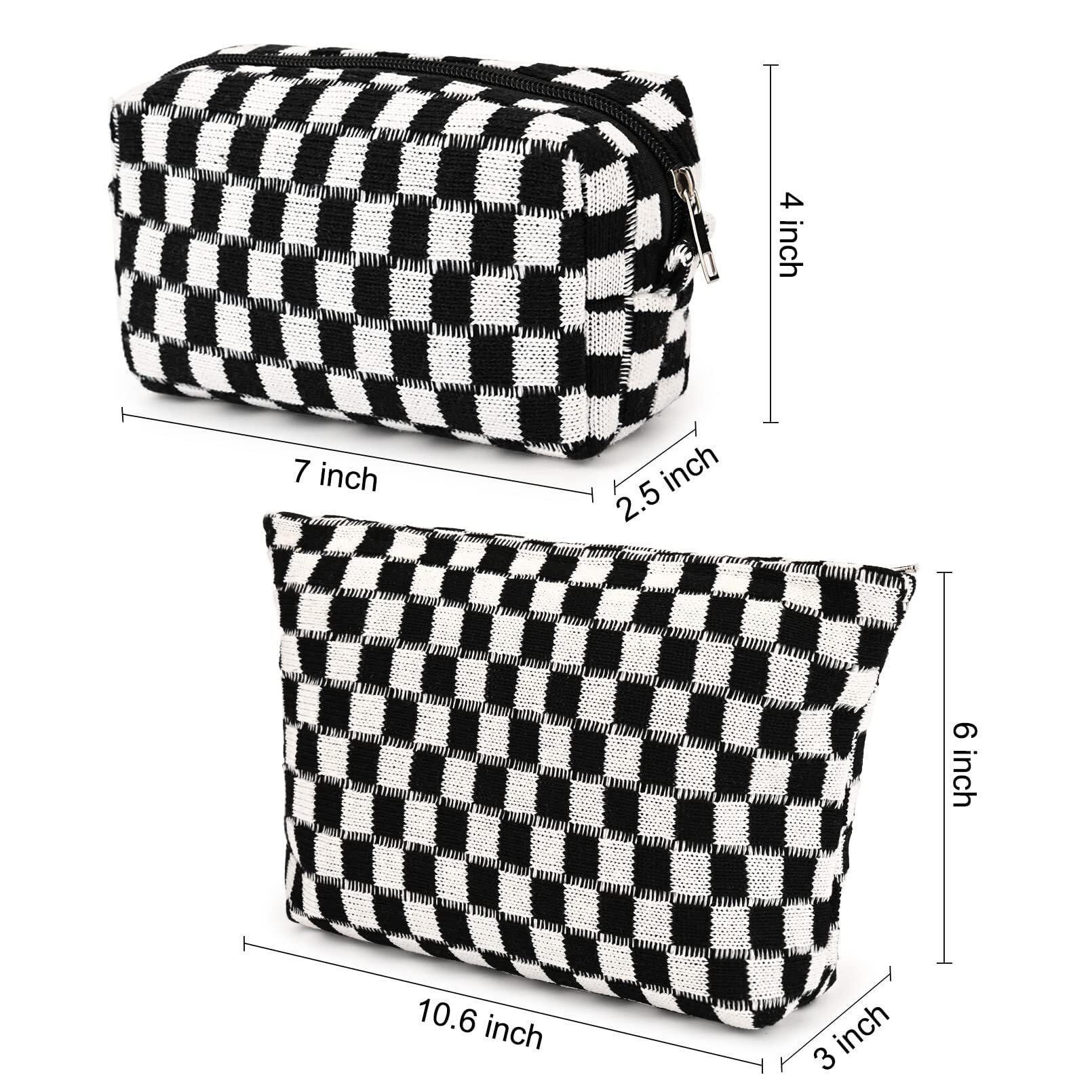Kosmetiktasche Kulturtasche Kosmetiktasche, Karierte Kosmetiktasche, Canvas-Mix, Reise-Kulturbeutel, Aufbewahrungstasche Schminktasche Damen(A,20x7x6cm)