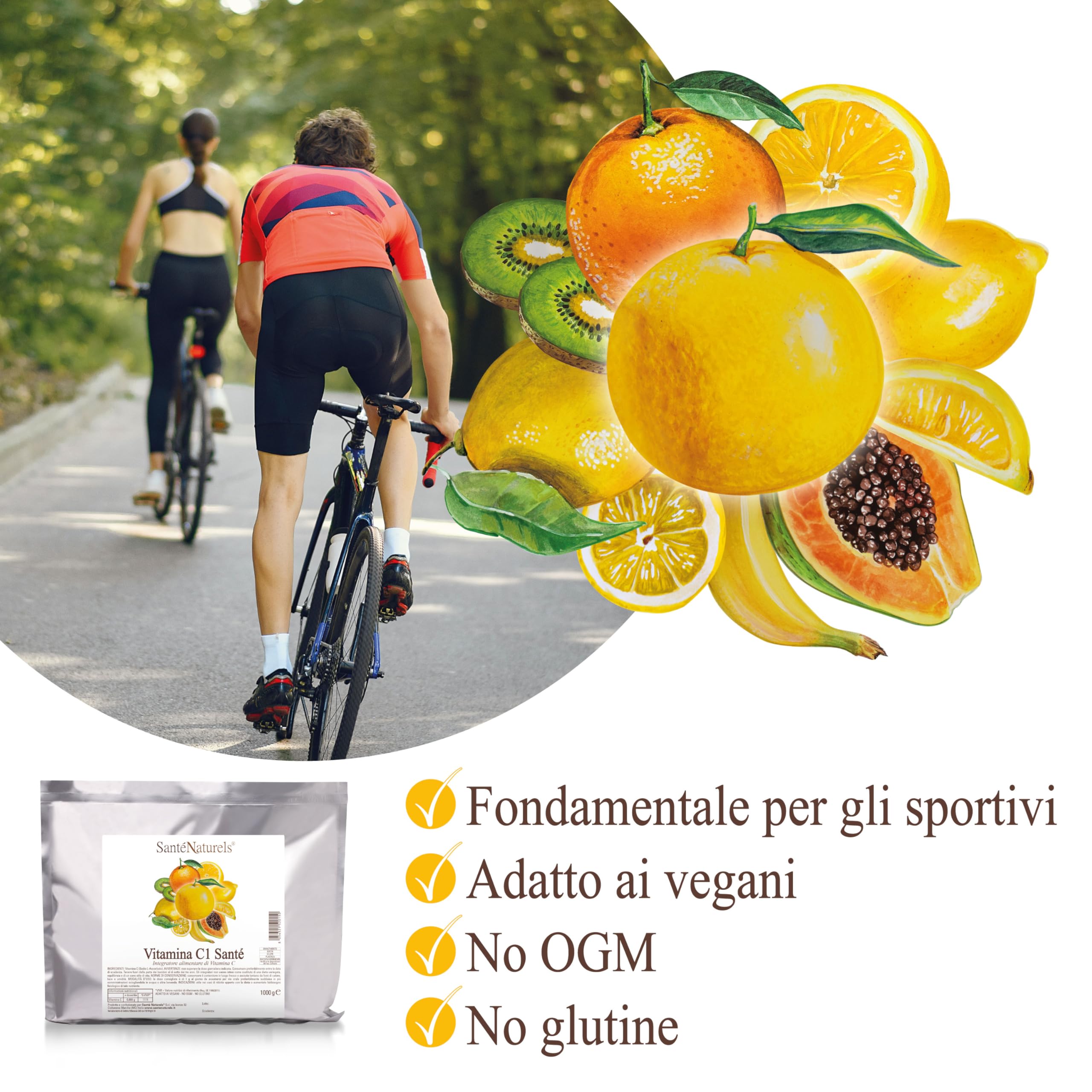 Acido Ascorbico 1kg ● Vitamina C in Polvere Pura Fine e Idrosolubile ● Integratore Alimentare Naturale ● No Ogm, No Lattosio, No Glutine ● Adatto ai Vegani