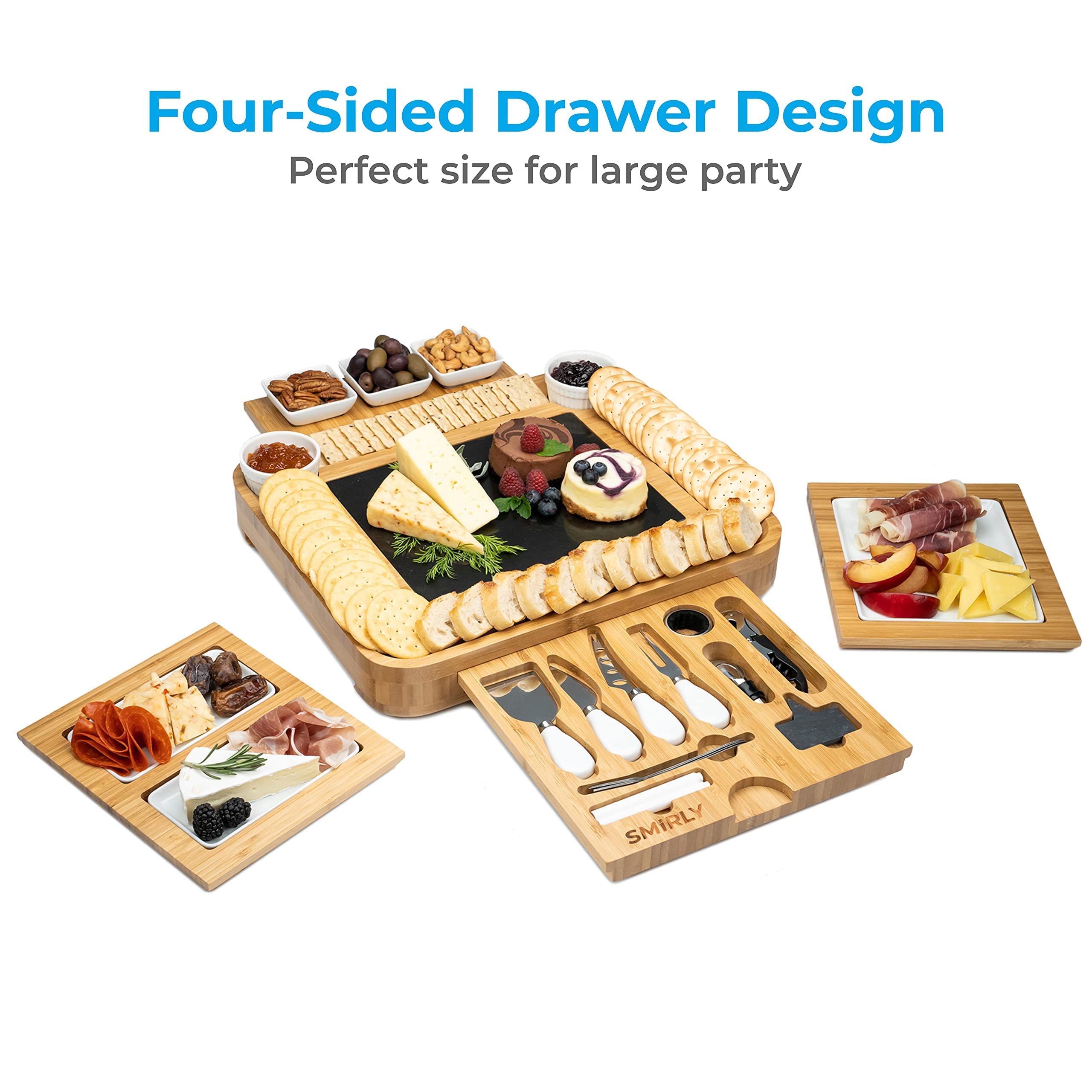 SMIRLY Cheese Board and Knife Set Extra Large Charcuterie Board Set