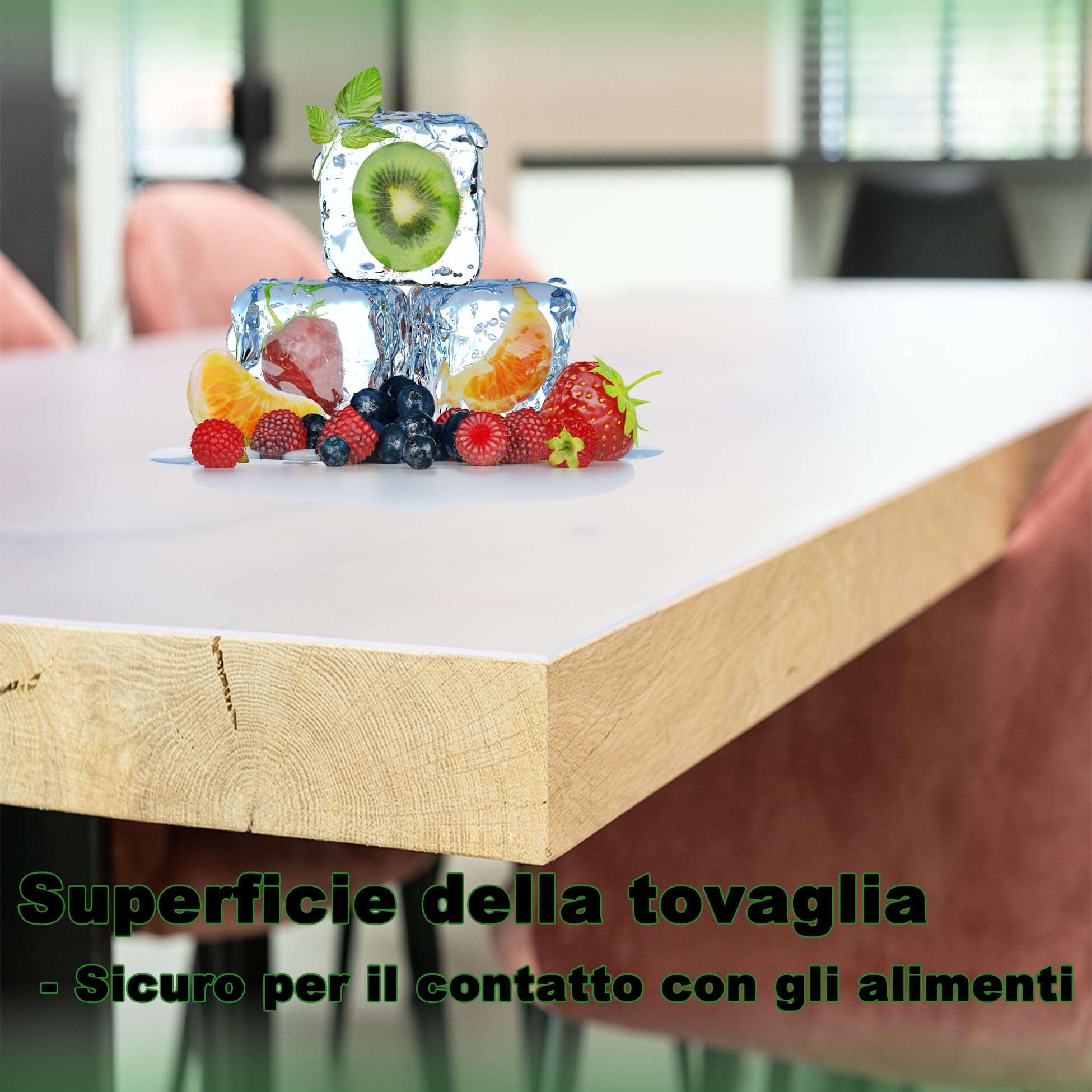 Tovaglia Trasparente Rettangolare 120x400cm, Glassato Copri Scrivania Trasparente, Resistente al Calore, Antigraffio, Pellicola Protettiva Tavolo Trasparente Adatto per Tavolino/Mobile Tv, 1 mm