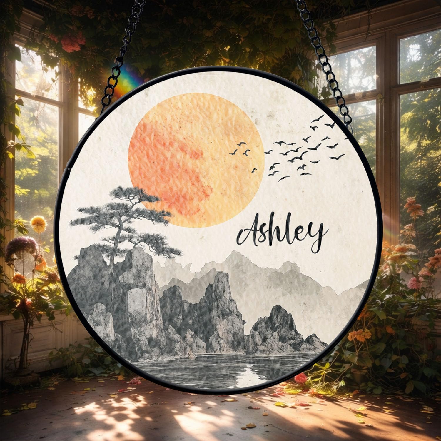Personalized Zen Landscape Suncatcher Review: Stained Glass Window Decor for Garden Patios