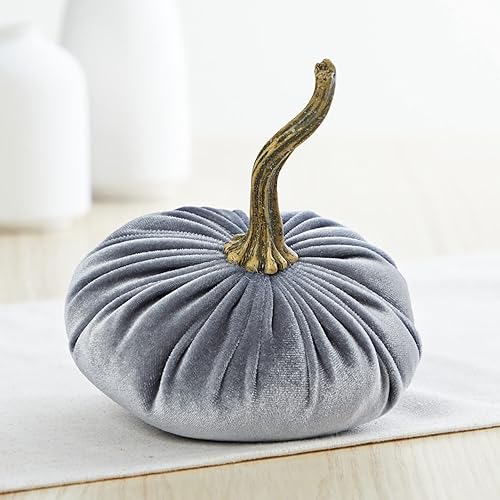 Vista 21 de Set of 3 Velvet 6.25 Inch Pumpkins, fall decor, cozy autumn vibe, tiered tray tablescape, elegant accent decor, Thanksgiving centerpiece, neutral