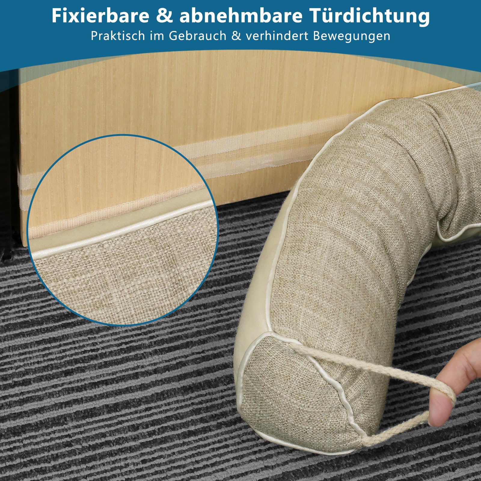 HooTown Zugluftstopper für türen, 102cm Schwerer Zugluftstopper tür Zugluftstopper Windstopper Türluftstopper für Schutz Zugstopper Türluftstopper Haustür Kältestopper für Türen & Fenster, Beige