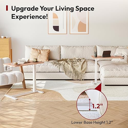 Vista 13 de SANODESK Mesita de noche médica ajustable con ruedas ocultas, mesa de escritorio neumática para computadora portátil de pie con bandeja, hospital