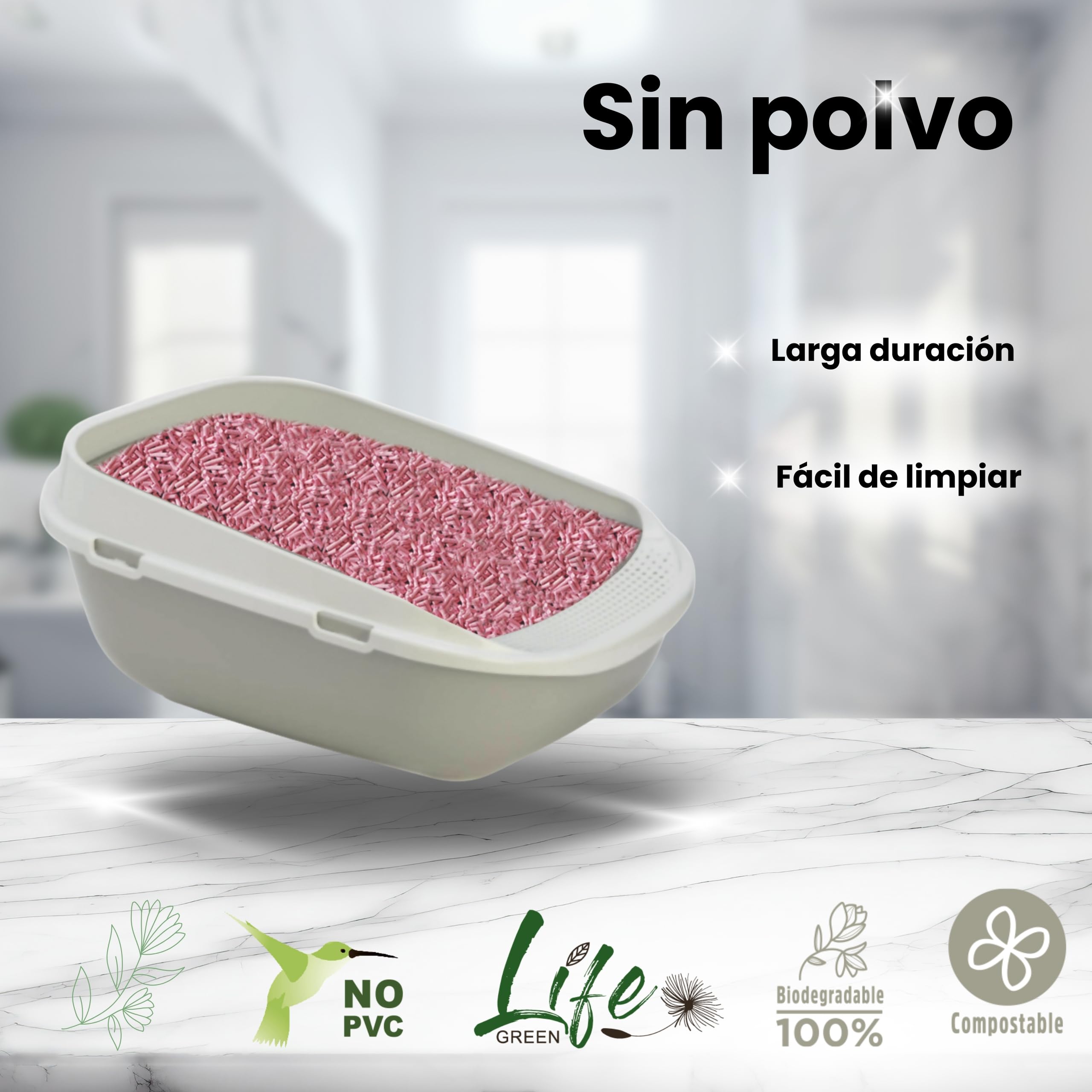 Arena Natural para Gatos, 16 kg, melocotón, con Fibra de Guisante y almidón de maíz, Vegetal, Biodegradable, aglutinante, Elimina olores