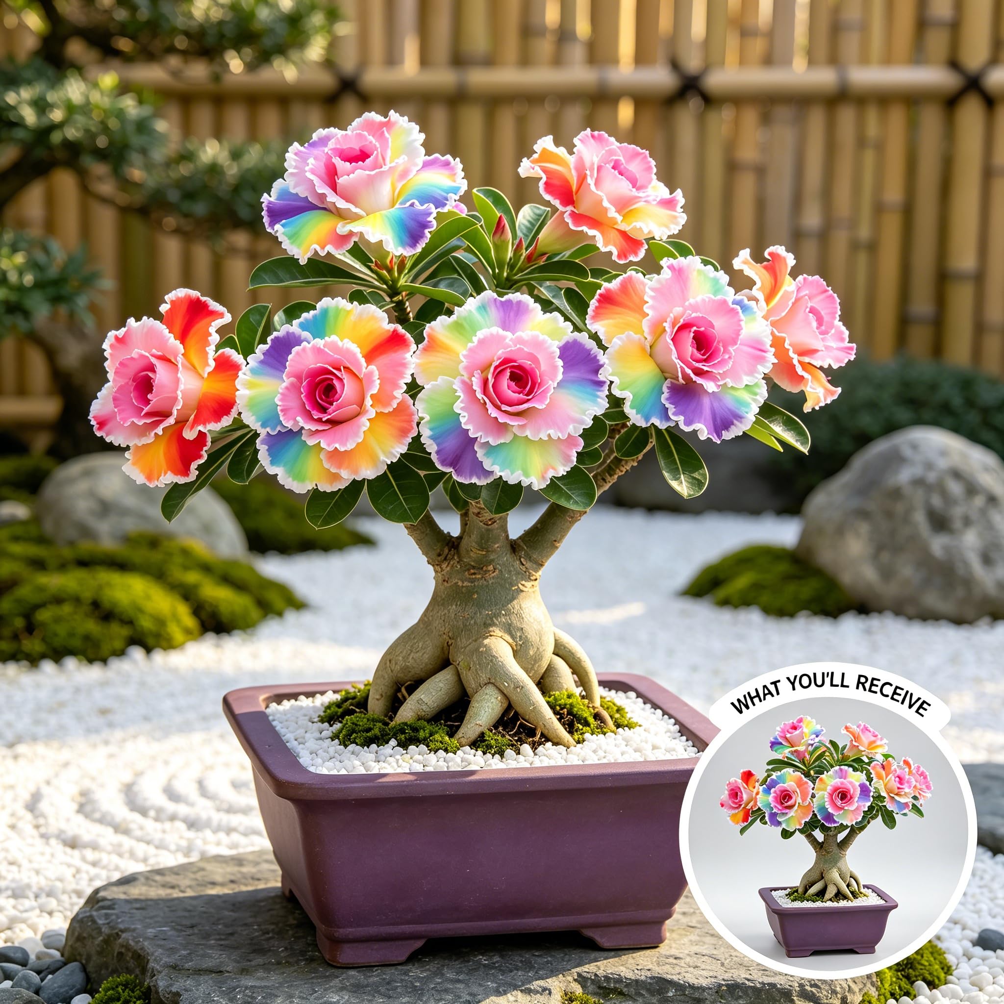 Rosa del desierto perenne resistente a las inclemencias, para decoración permanente de jardines exteriores-5bulbos-E