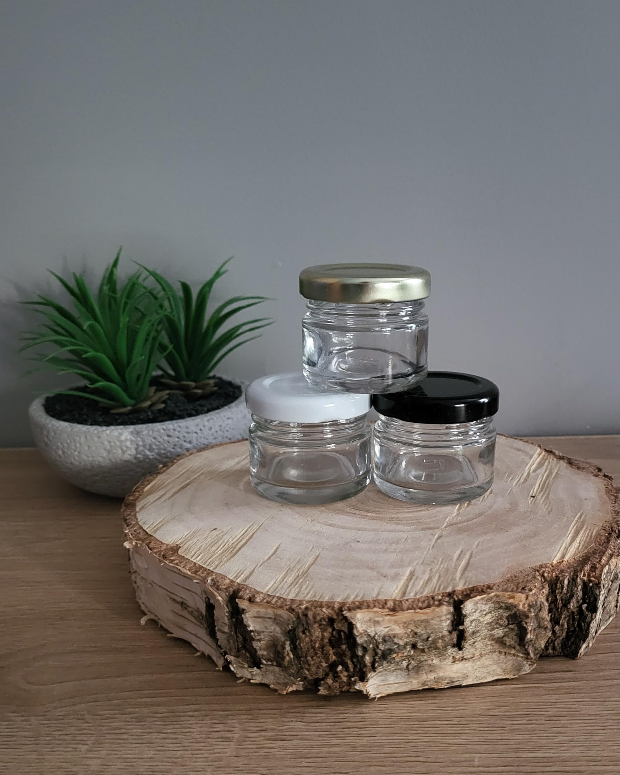made in home - Mini bocaux en verre renversés | Capacité : 30 ml | Couvercle à visser | To 43 bocaux ronds en verre pour confiture, fruits, bocaux de conserve, pots de miel, bocaux de mise en conserve