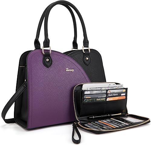 Miniatura 13 de Monederos para mujer con asa superior, bolsa de hombro, bolsa de mensajero, bolso de mano, monedero, juego de 2 piezas blancorosado,Azul