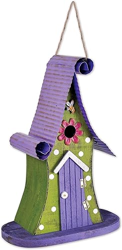Sunset Vista Designs 93331 Country Gardens Getaway Fairytale - Casa decorativa para pájaros, morado y verde